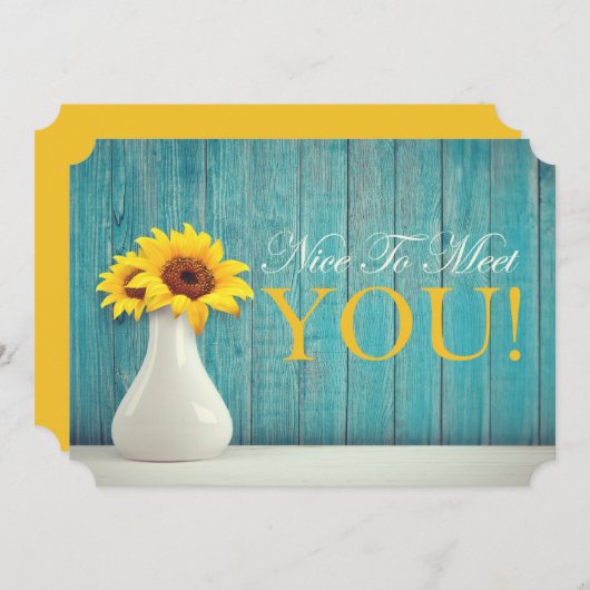 ニースにあなたヒマワリターコイズゴールデンイエロー サンキューカード (正面/裏面)