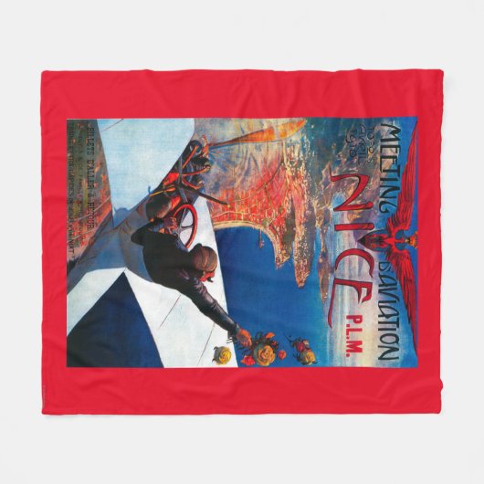 ニースのフランスポスターの会合のDの航空 フリースブランケット (正面(横))