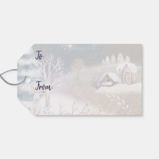 ニースウィンターホームイラストレーションクリスマスホリデー ギフトタグ (裏面横)