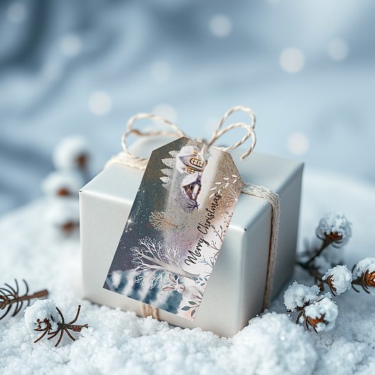 ニースウィンターホームイラストレーションクリスマスホリデー ギフトタグ