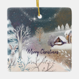 ニースウィンターホームイラストレーションクリスマスホリデー セラミックオーナメント