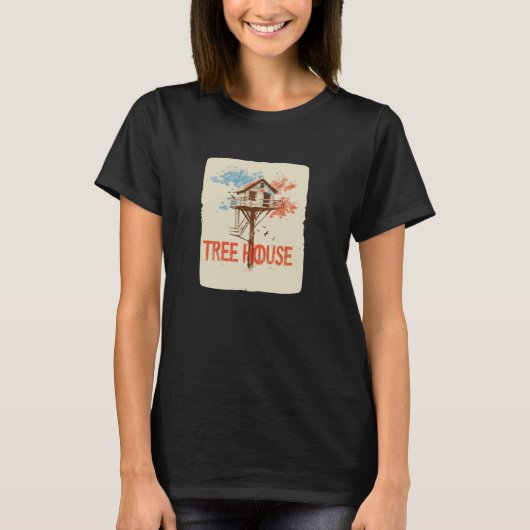 ニースカラフルツリーハウスコーディネート Tシャツ (正面)