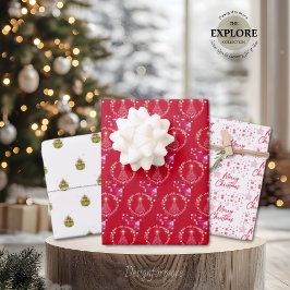 ニースクリスマスラッピング紙フラットシートセット3 ラッピングペーパーシート