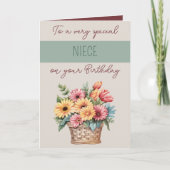 ニースゲルベラグリーンベージュの誕生日 カード (正面)