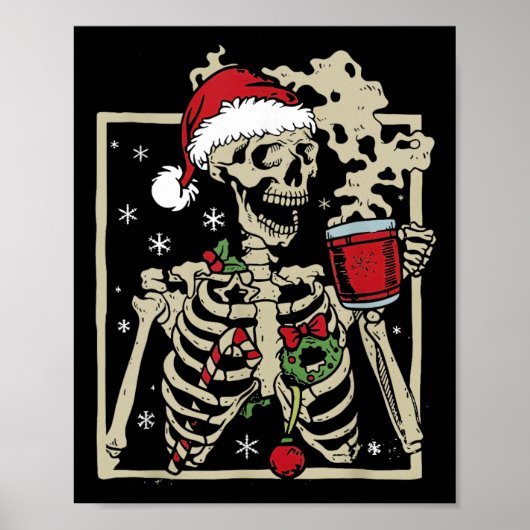 ニーススケルトンサンタハットクリスマス ポスター (正面)