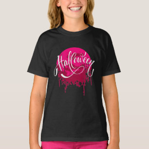 ニースハッピーハローウィンタイポグラフィインレッドナイト Tシャツ