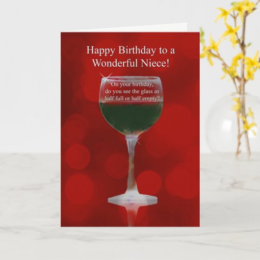 ニースハッピーバースデーとグラス・オブ・ワインおもしろいと カード (黄色い花)