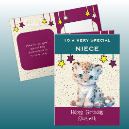 ニースヒョウの特別な子供のティール（緑がかった色）誕生日 カード