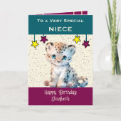 ニースヒョウの特別な子供のティール(緑がかった色)誕生日 カード (正面)