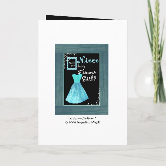 ニースフラワーガール招待状ターコイズブルードレス 招待状 (裏面)