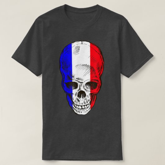 ニースフランスのフラグとスカルTシャツ Tシャツ (デザイン正面)