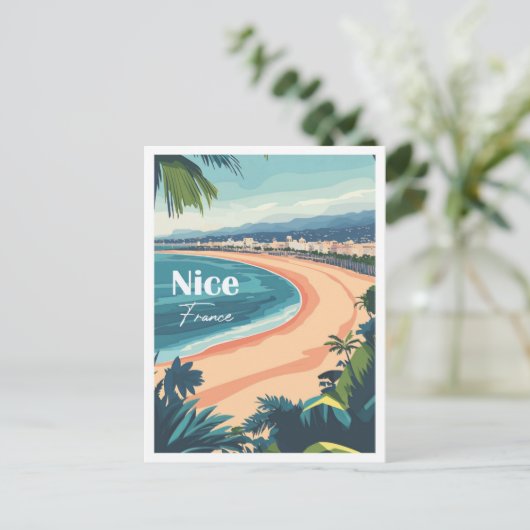 ニースフランスアートワークトラベルプレイスイラストレーション ポストカード (スタンド正面)