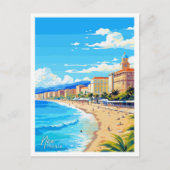 ニースフランスイングランドトラベルヴィンテージイラストレーション ポストカード (正面)