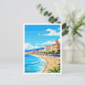 ニースフランスイングランドトラベルヴィンテージイラストレーション ポストカード (スタンド正面)