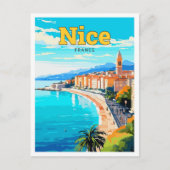 ニースフランストラベルアートヴィンテージイラストレーション ポストカード (正面)