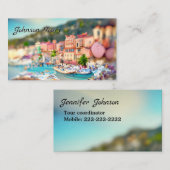 ニースフランスランドスケープピンクターコイズヨーロッパ旅行 名刺 (正面/裏面)