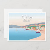 ニースフランスリビエラフランスのパステルトラベル ポストカード (正面/裏面)