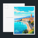 ニースフランスヴィンテージ旅行イラストレーション ポストカード<br><div class="desc">ニースフランスヴィンテージトラベルプレイスイラストレーション</div>