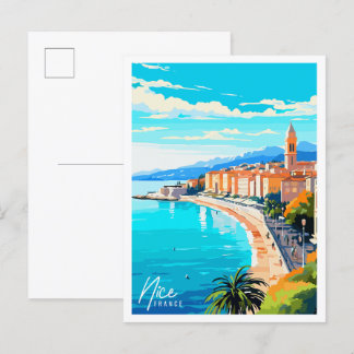 ニースフランスヴィンテージ旅行イラストレーション ポストカード