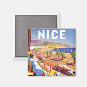 ニースフランスヴィンテージ旅行マグネット マグネット (正面/裏面)