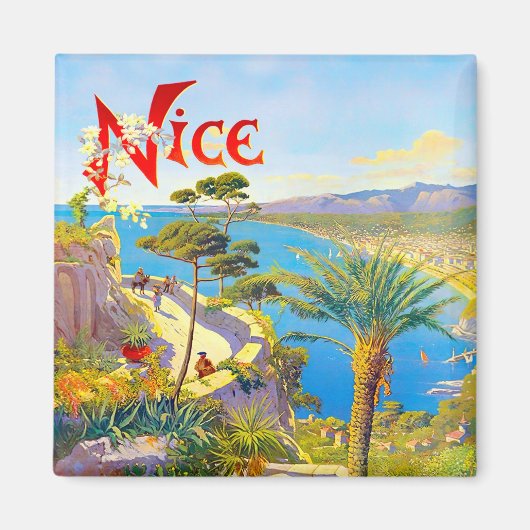 ニースフランスヴィンテージ旅行 マグネット (正面)