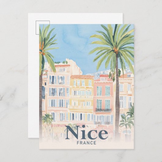 ニースフランス水絵を描色の旅行 ポストカード (正面/裏面)