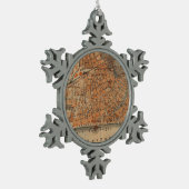 ニースフランス(1914年)のヴィンテージの地図 スノーフレークピューターオーナメント (左)