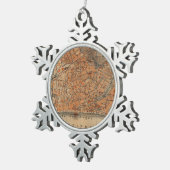 ニースフランス(1914年)のヴィンテージの地図 スノーフレークピューターオーナメント (右)