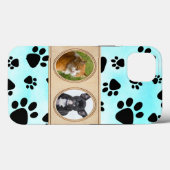 ニースブルーの背景と手、カスタムペットの写真 Case-Mate iPhoneケース (裏面 (横))