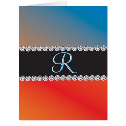 ニースブルーオレンジブラックダイヤモンド3dモノグラムイニシャル (正面)