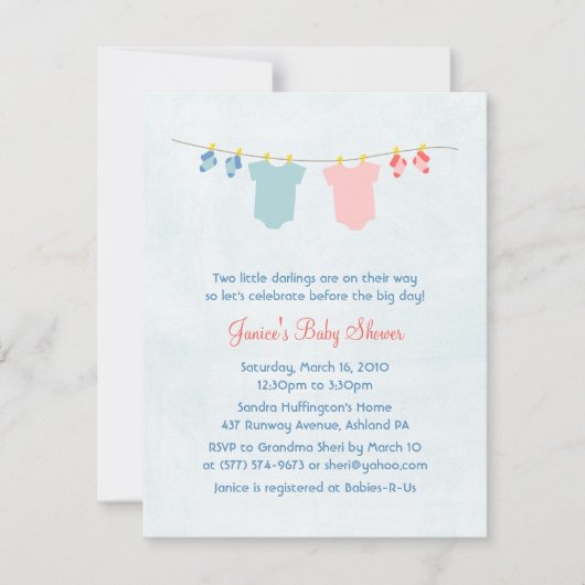 ニースベビーシャワー招待状の2倍 招待状 (正面)