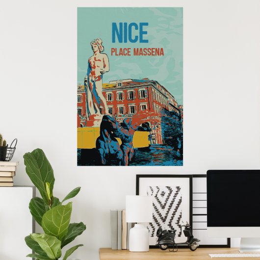 ニースマセナスクエアイラストレーションフランスポスター ポスター (ホームオフィス)