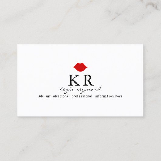 ニースメイクアップアーティスト赤い唇の白 名刺 (裏面)