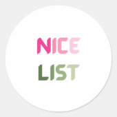 ニースリストピンク&グリーンクリスマスおもしろいラウンドステッカー ラウンドシール (正面)