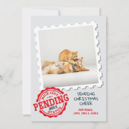 ニースリスト待ち猫おもしろい犬フォトクリスマス シーズンカード