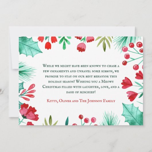 ニースリスト2ネコ写真クリスマスウォーター色 シーズンカード (裏面)