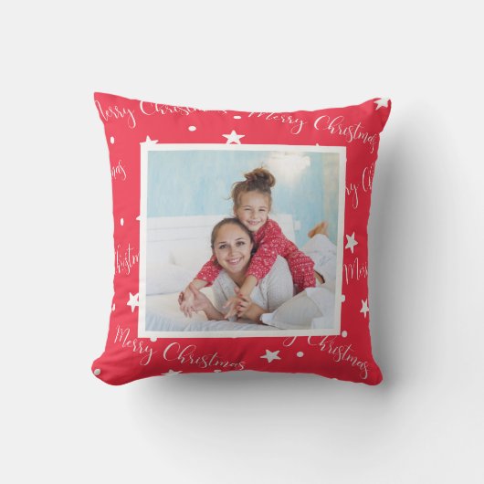 ニース叔母カスタムさん写真赤いクリスマス クッション (正面)