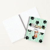 ニース子猫と足、緑のストライプ螺旋 ノートブック (内部)