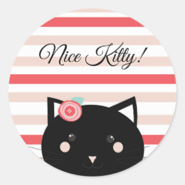 ニース子猫黒猫かわいい褒美 ラウンドシール