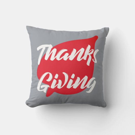ニース文字感謝祭タイポグラフィオンリーフ クッション (正面)