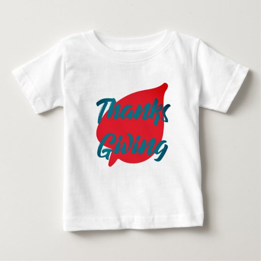 ニース文字感謝祭タイポグラフィオンリーフ ベビーTシャツ (正面)