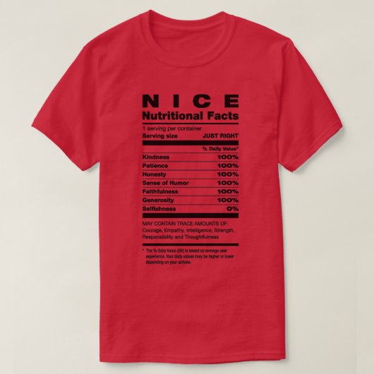 ニース栄養ファクト成分クリスマス1 Tシャツ (デザイン正面)