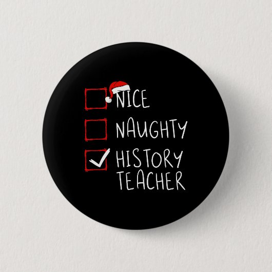 ニース歴いけな史先生クリスマスリスト学校 缶バッジ (正面)