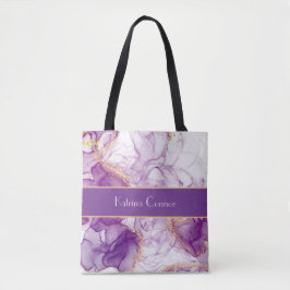 ニース水彩紫色の背景、黄金色の箔 トートバッグ