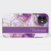 ニース水彩紫色の背景、黄金色の箔 Case-Mate iPhoneケース (裏面(横))