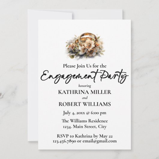 ニース結婚リングや輪、婚約パーティ 招待状 (正面)