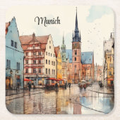 ニース色彩の鮮やかミュンヘン スクエアペーパーコースター (正面)