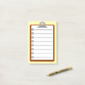 ニース茶色のクリップボード白い紙チェックリスト4" x 6" ポストイット (デスク上)