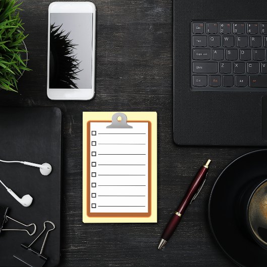 ニース茶色のクリップボード白い紙チェックリスト4" x 6" ポストイット