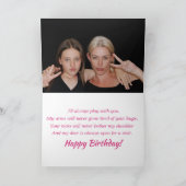 ニース誕生日カパーソナライズされたードフォトピンクパープル カード (内部)